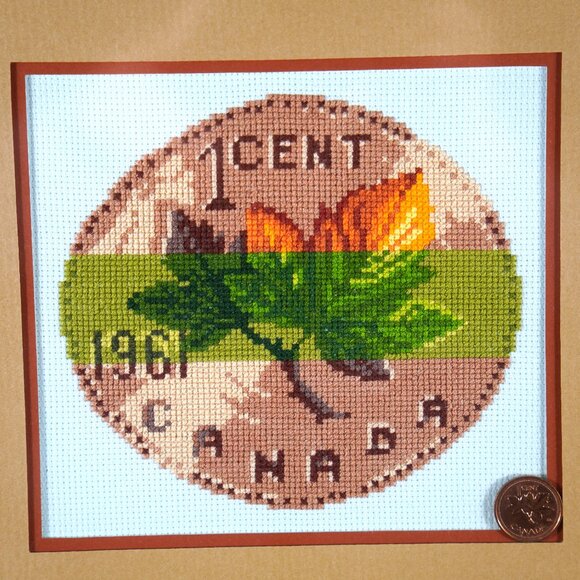 Professionally Framed Canadian Penny Cross Stich Art in Conservation Glass - Picture 4 of 16